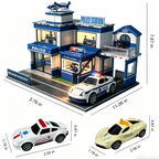 Police Station Building Kit with Police Car, Helicopter & Officer Figures, DIY Mini Playset for Kids & Collectors