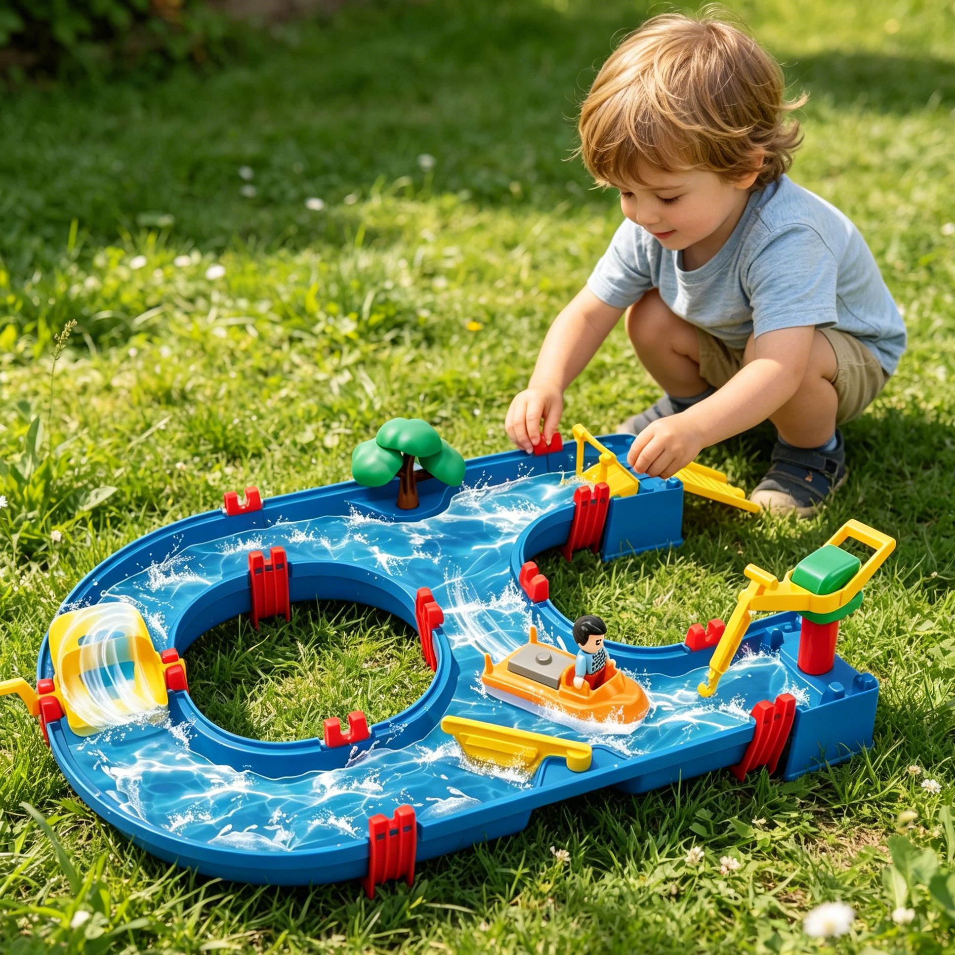 Water Park Circuit Track Toy, Interactive Water Circulation Play Set, Educational Hand-Eye Coordination Boat Toy For Kids
