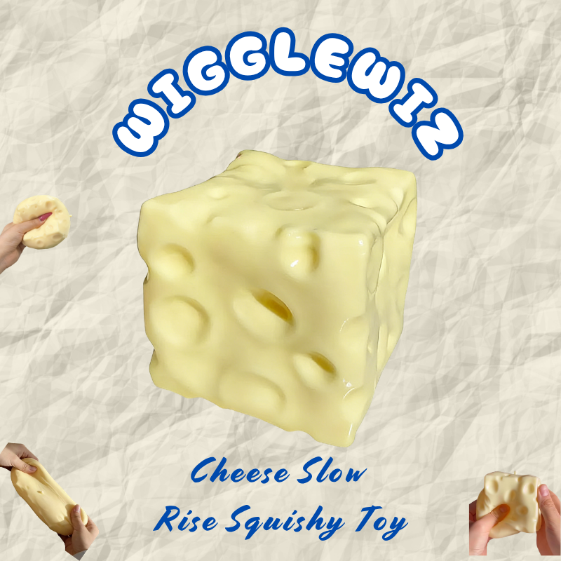 WiggleWiz Milk Scented Cheese Squishy – 7cm Slow Rising Fidget Toy, TPR+Vaseline, Simulated Cheese Block for Anxiety & ADHD Relief