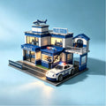 Police Station Building Kit with Police Car, Helicopter & Officer Figures, DIY Mini Playset for Kids & Collectors